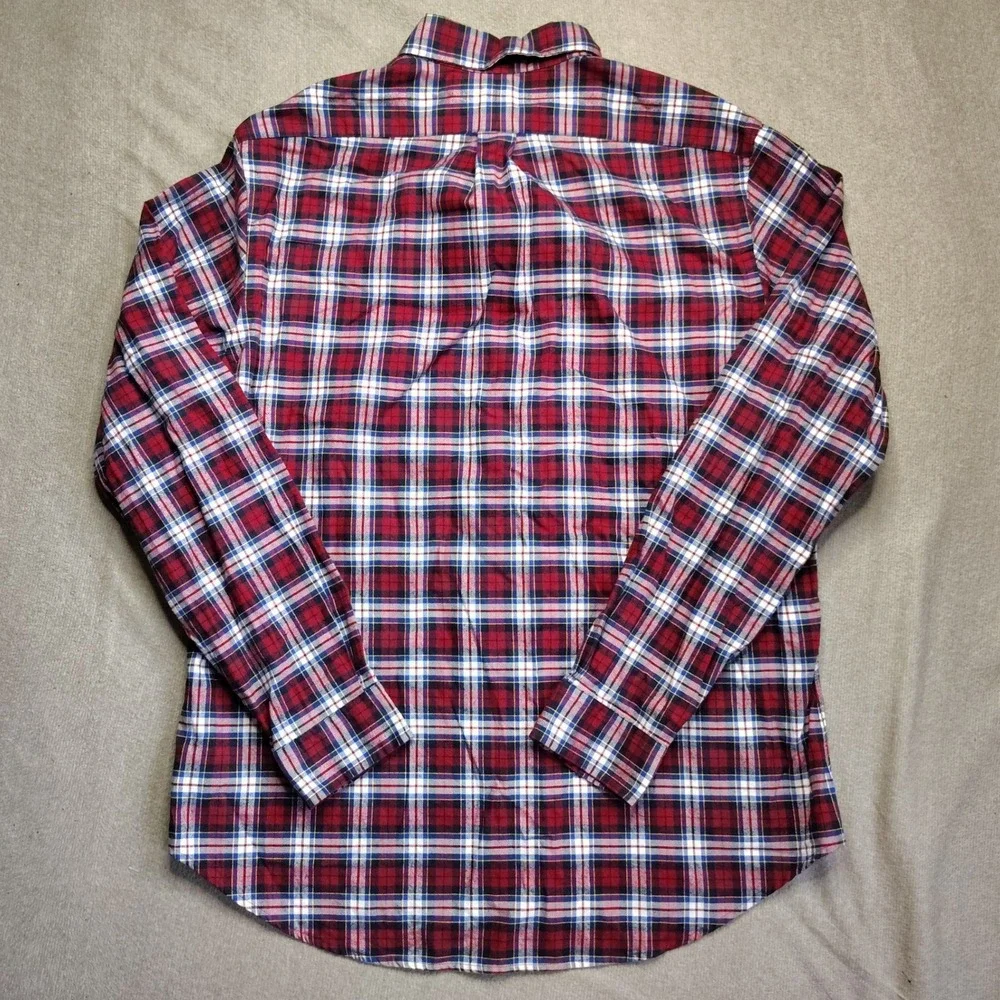 Ralph Lauren Button Down Shirt Mens Large Red Plaid Excellent Cotton Long Sleeve